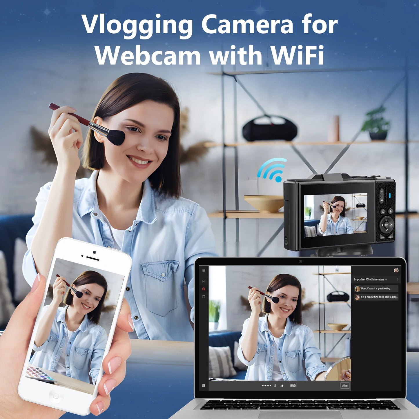 4K Camera for Photography – 18X Digital Zoom, 64MP Vlogging Camcorder, 3'' Flip Screen, WIFI Selfie Webcam for YouTube