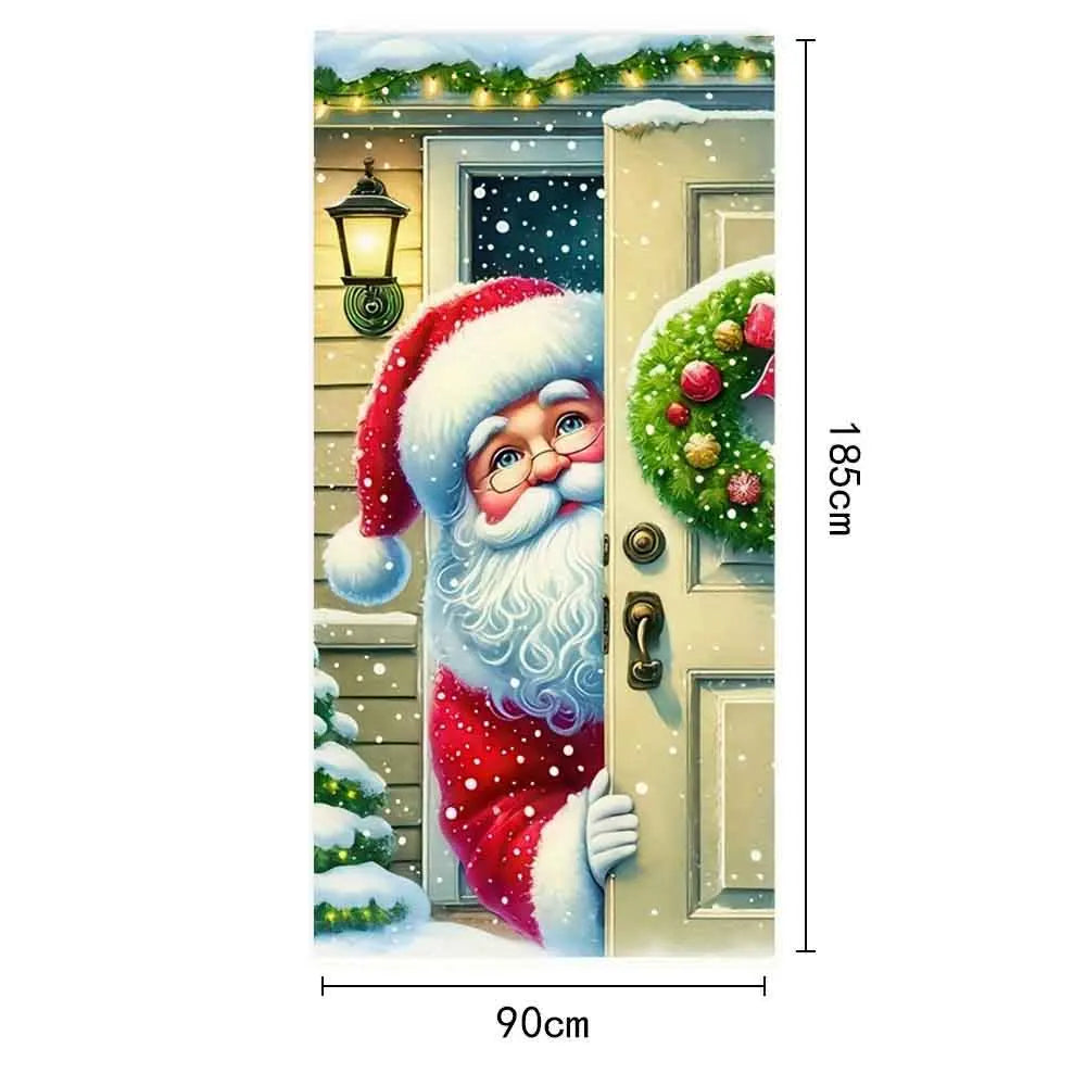 Christmas Fabric Door Banner – Merry Christmas Hanging Background for Photo Booth, Xmas Decor & Photography Props