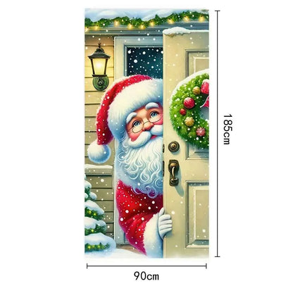 Christmas Fabric Door Banner – Merry Christmas Hanging Background for Photo Booth, Xmas Decor & Photography Props