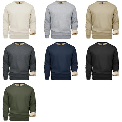 TACVASEN Men’s Winter Fleece Sweatshirt – Thicken Sherpa-Lined Crewneck Pullover, Warm Heavy Winter Top, No Hood