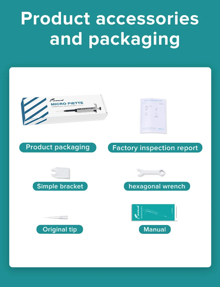 JOANLAB Digital Micropipette — Automatic Adjustable Plastic Pipette for Laboratory & Chemistry Experiments, Includes Pipette Tips