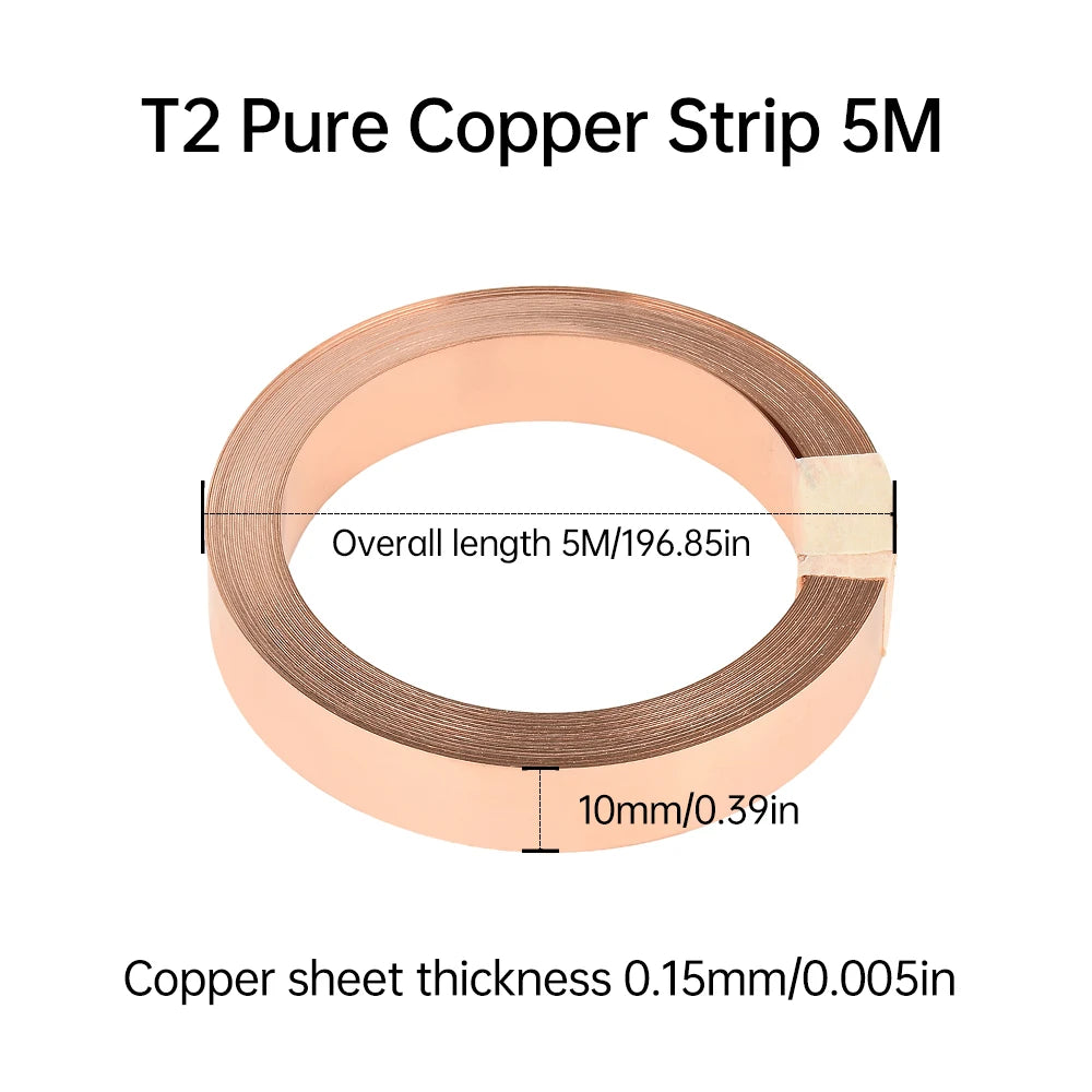 5M T2 Pure Copper & Nickel Strip — 0.15mm/0.2mm Nickel-Plated Copper Belt for 18650, 26650, 21700 Lithium Battery Pack Spot Welding