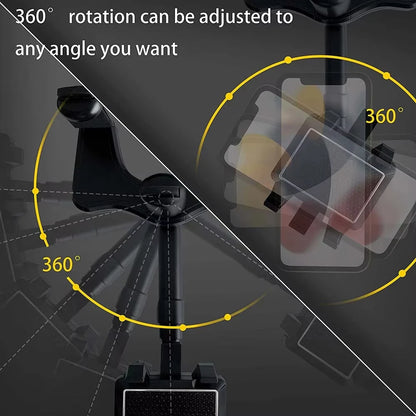 360° Adjustable Car Rearview Mirror Phone Holder - Retractable GPS Mount Clip for Mobile Devices