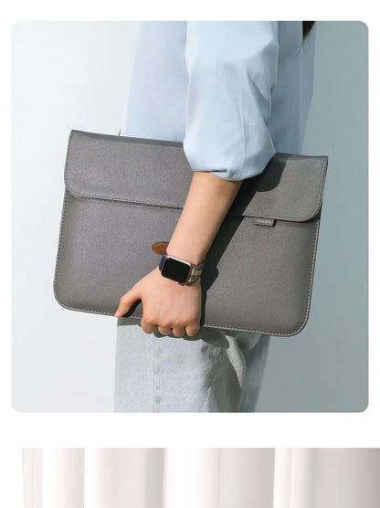 PU Leather Laptop Sleeve — Protective Bag Case for MacBook Air/Pro 13-16", Xiaomi, Huawei, Dell, HP, ASUS 14-15.6 Inch Notebooks