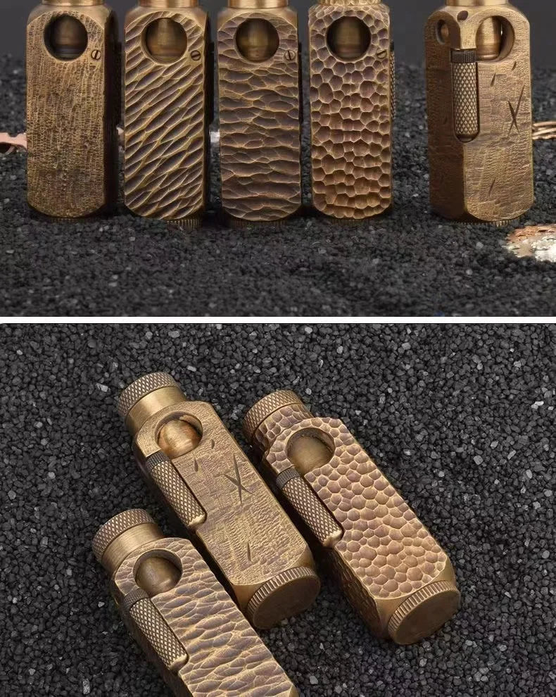 Handmade Brass Carved Trench Kerosene Lighter – Vintage Flamidor Gasoline Lighter, Heavy Men's Smoking Gift Collection