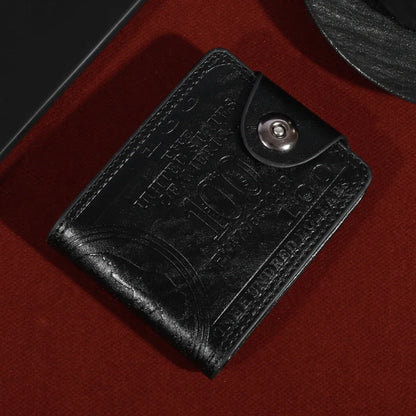 Men’s Leather Wallet with 100 Dollar Pattern — Large Capacity Card Holder Purse Bag