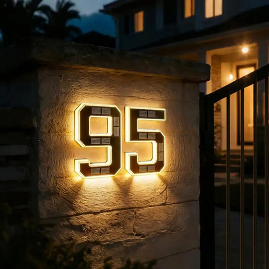 9-Inch Solar House Number Sign - LED Backlit Waterproof Address Plaque with Auto On/Off & No-Drill Installation