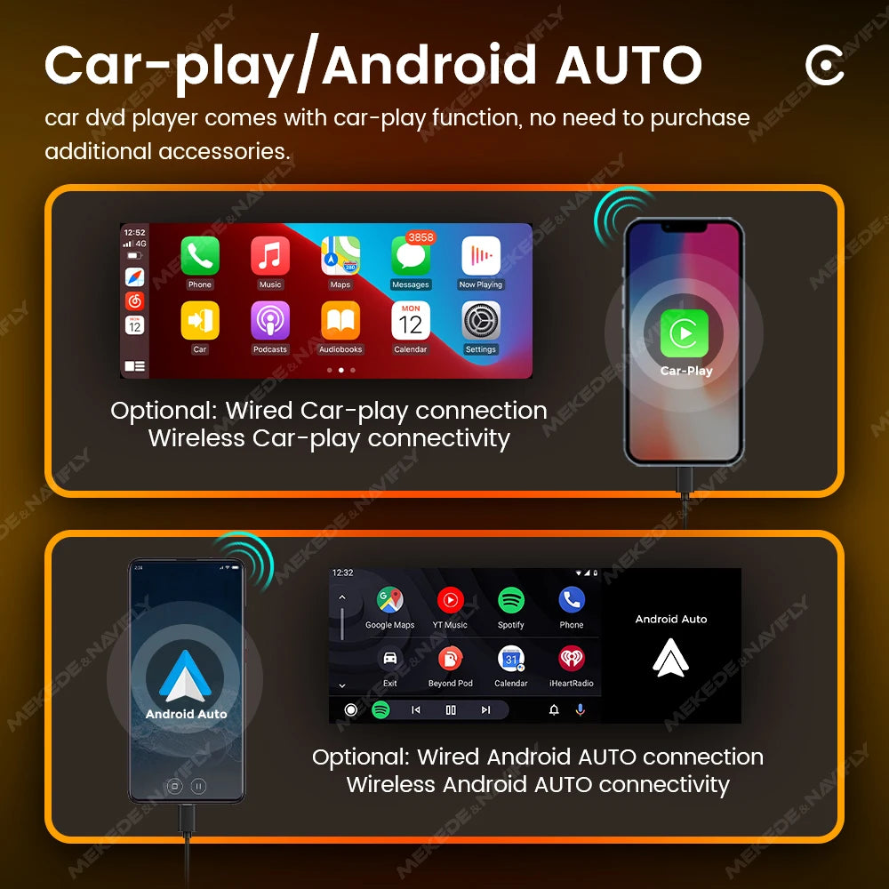 6.86" 1-DIN Car Stereo - HD Touchscreen Wireless CarPlay Bluetooth FM USB Multimedia Player