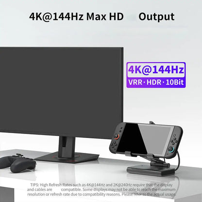 6-in-1 Switch 2 Cooling Dock – 4K 144Hz HDMI, Dual Fans, TV Mode Adapter, Portable Stand & Heat Dissipation