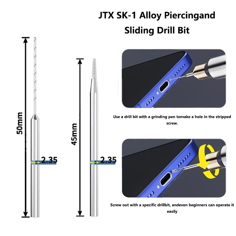 JTX SK-1 Alloy Bit Slider Screw Extractor – Professional Tool for iPhone Mobile Phone Stripped Screw Removal