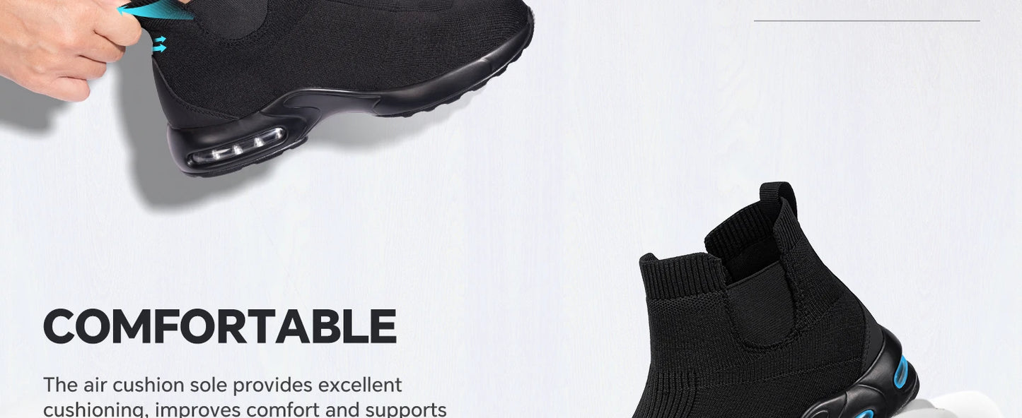 LARNMERN Steel Toe Water Resistant Work Boots for Men & Women Non-Slip Safety Sneakers Slip-On with Air Cushion