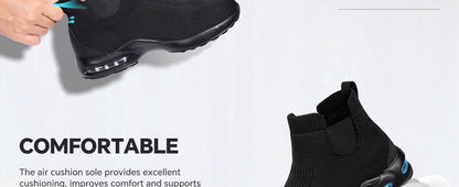 LARNMERN Steel Toe Water Resistant Work Boots for Men & Women Non-Slip Safety Sneakers Slip-On with Air Cushion