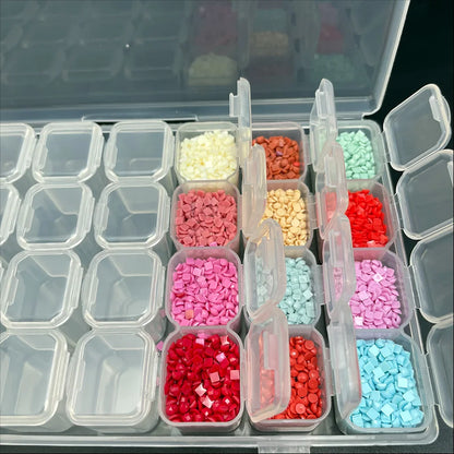 28-Grid Diamond Painting Storage Box – With Funnel, Sticker, Pen, and Embroidery Accessories Container