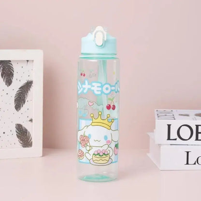 Kuromi Water Cup with Straw — Large Capacity Cute Cartoon Print Bottle, Unique Aesthetic Design for Office, Home, or Gift