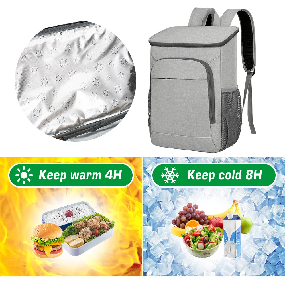 30L Leakproof Insulated Cooler Backpack: Perfect for Outdoor Camping, Hiking, Picnics, and Beach - Food Insulation Lunch Bag
