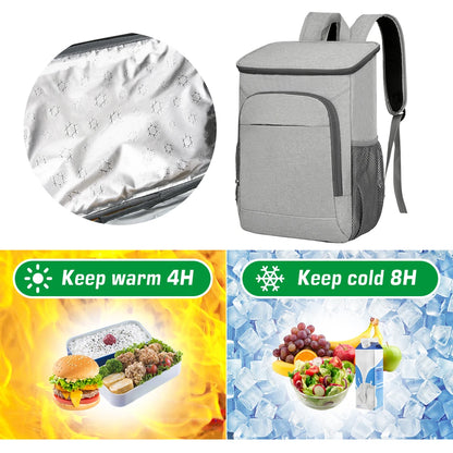 30L Leakproof Insulated Cooler Backpack: Perfect for Outdoor Camping, Hiking, Picnics, and Beach - Food Insulation Lunch Bag