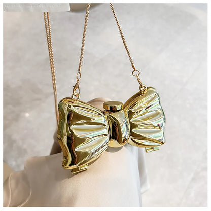 Luxury Mini Bowknot Evening Bag - Women's Chain Crossbody Handbag for Party & Wedding