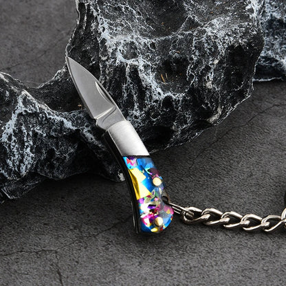 5cm Mini Folding Knife Keychain – Acrylic & Brass Portable Blade Pendant for Camping, Outdoor, and Everyday Carry
