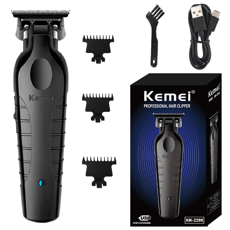 Kemei 2299 Professional Electric Hair Trimmer - Cordless Beard & Hair Clipper for Men, Rechargeable, 0mm Cutting Machine