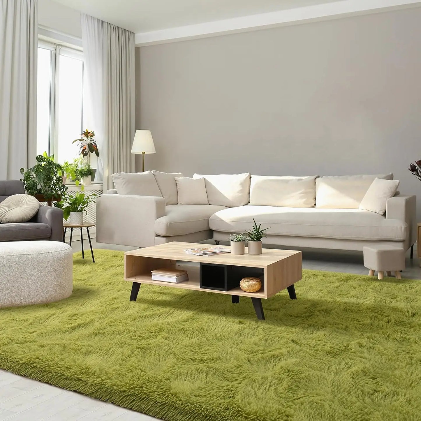 Silk Wool Plush Area Rug – Soft Fluffy Velvet Carpet for Living Room, Bedroom, Kids Room, Non-Slip Home Decor