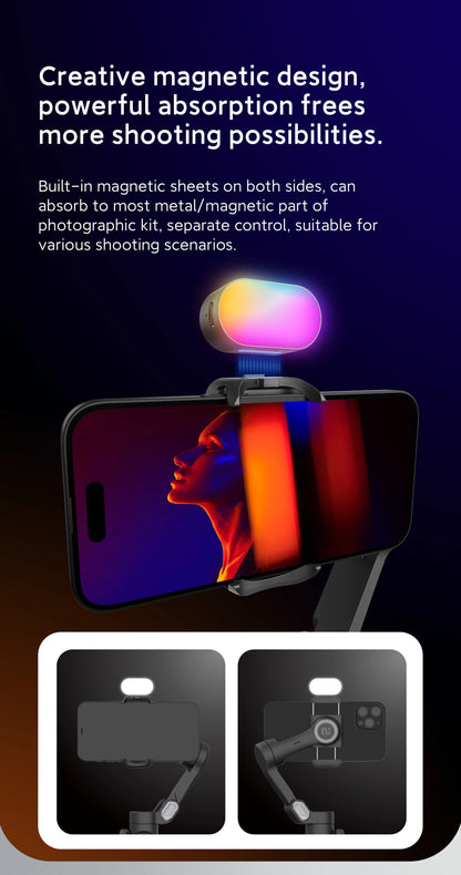 AOCHUAN RGB Magnetic LED Fill Light – Adjustable Brightness & Colors for Phone, Selfie, Live, & Video Photography