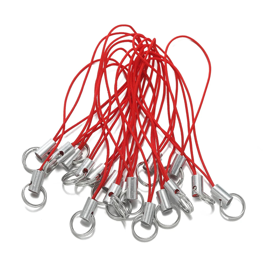 20/50pcs Polyester Lanyard Cord - Double Jump Ring Rope for Keychains, Phone Straps, DIY Crafts & Jewelry Making