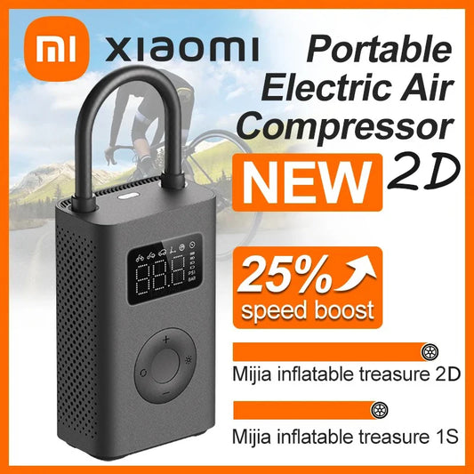 Xiaomi Mijia Portable Air Pump 2D - Mini Electric Tire Inflator with 150PSI Type-C Charging LED Display and Multitool Design