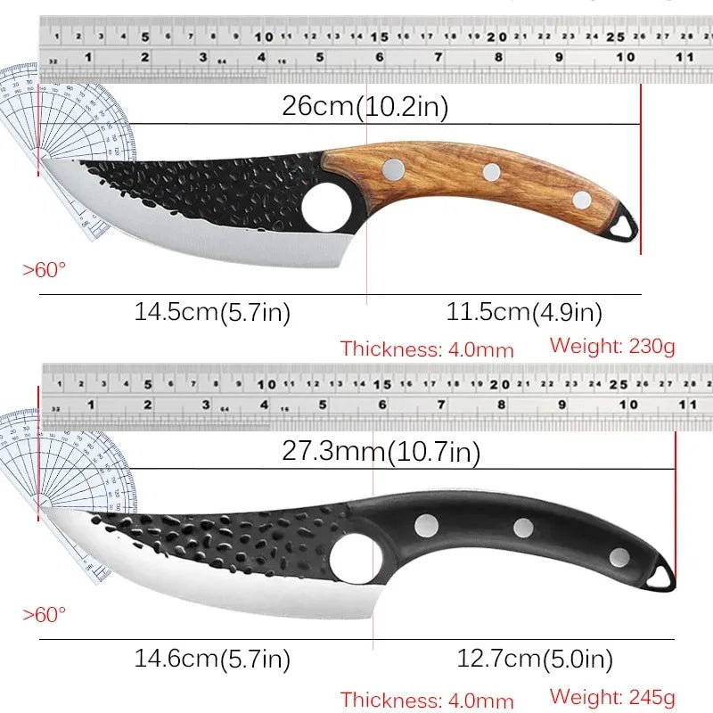 Handmade Forged Kitchen Knife Set – Professional Butcher, Boning, Cleaver, and Vegetable Knives for Household and Chef Use