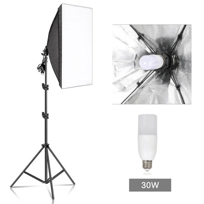 30W-40W Photography Softbox Lighting Kit – 50x70CM Continuous Soft Light for Studio and Portrait Shooting