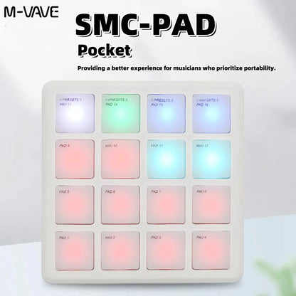 M-VAVE SMC-PAD Wireless MIDI Controller – Portable Percussion Keyboard with USB-C Interface, Compact MIDI Pad for Music Production