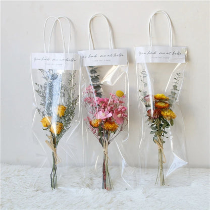 5/10PCS Transparent Flower Wrapping Bags – Gift Packaging with Handle for Weddings, Birthdays, Candy & Flower Box Decor