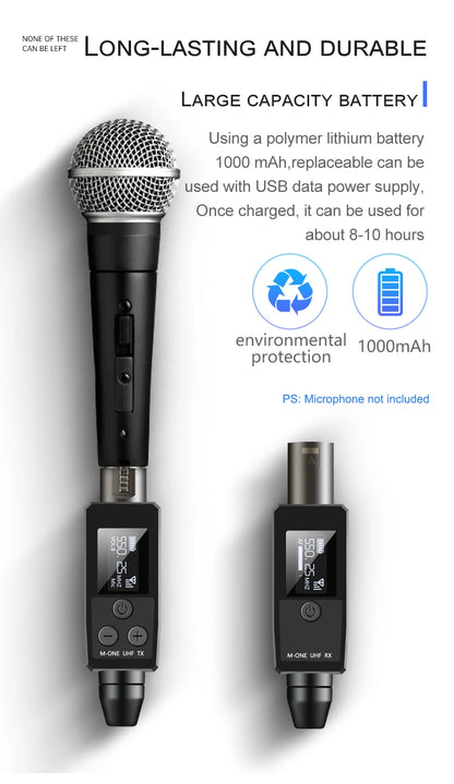 VK-38 UHF Wireless Microphone Converter – XLR Transmitter & Receiver for Dynamic Mic & Guitar