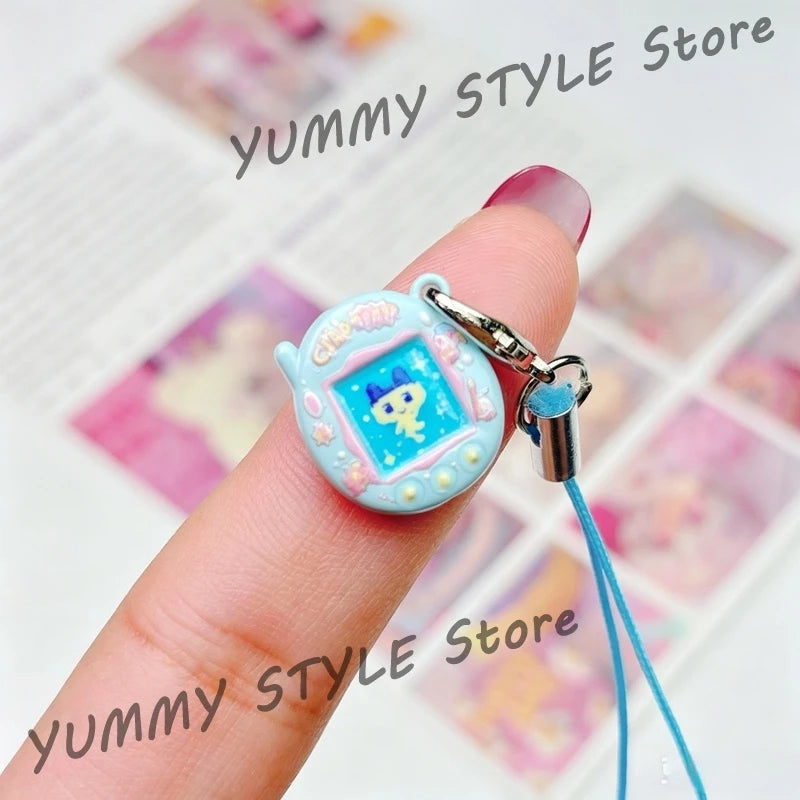 Mini Tamagotchi Alloy Keychain Pendant - Kawaii Miniature Virtual Pet Charm for Phones, Dolls and DIY Decorations