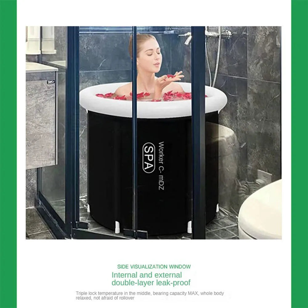 MAYZANEN Portable Collapsible Ice Bath Tub - Large Inflatable Cold Plunge Therapy Bucket for Adults, Outdoor Use