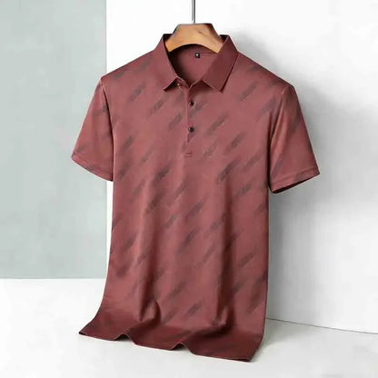 Men's Striped Print Polo Shirt - Short Sleeve Lapel Collar Casual Golf Business Top