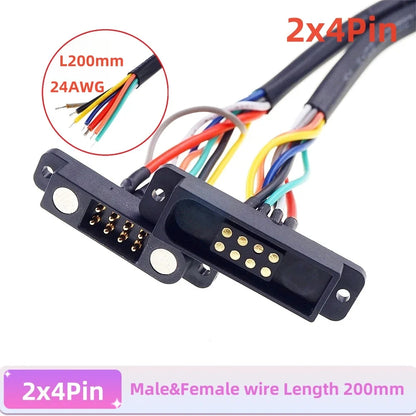Magnetic Pogo Pin Connector - 2A Spring Loaded Male Female 2.54mm DC Power Socket, 8/10/12/14/16/20 Position Contacts, 1/3/5 Pairs