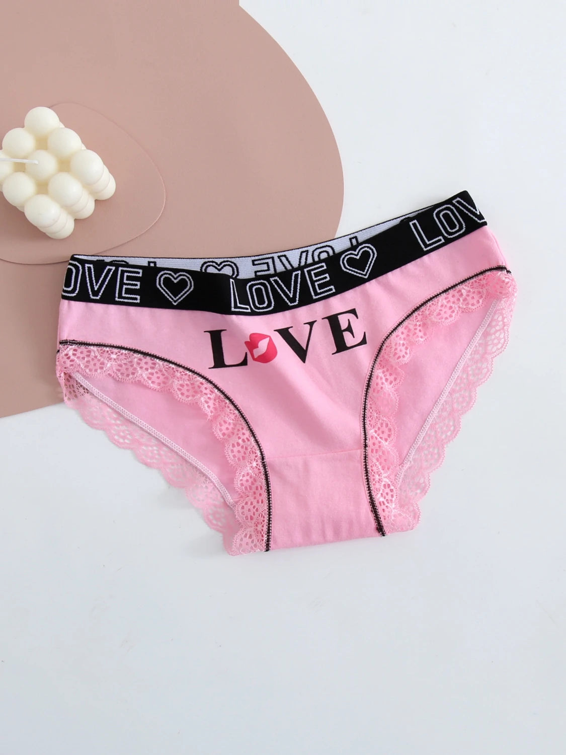 5-Pack Women's Cotton Panties – Breathable Letter Printed Belt, Fashionable Ladies Underwear
