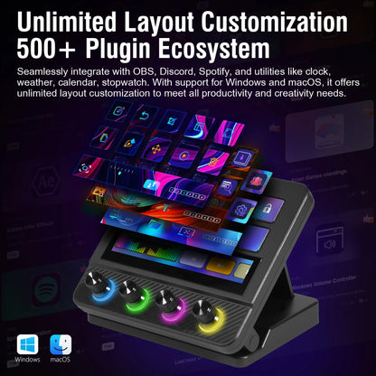 MiraBox N4 Pro Stream Deck Controller - 10 Programmable LCD Keys with 500+ Plugins for Streaming & Editing