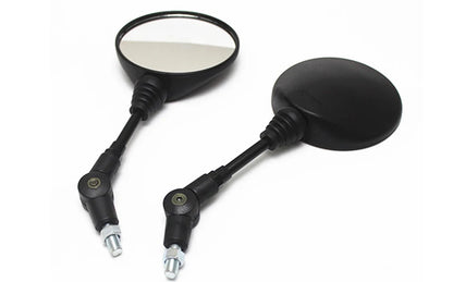 10mm Black Aluminum Motorcycle Side Mirror — Universal 360° Adjustable, Foldable, Anti-Fall Rearview Mirror