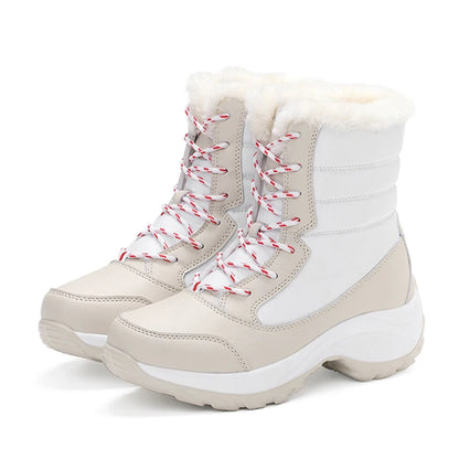 Women's Winter Snow Boots – Plush Lined Platform Flat Casual Shoes for Warmth and Comfort