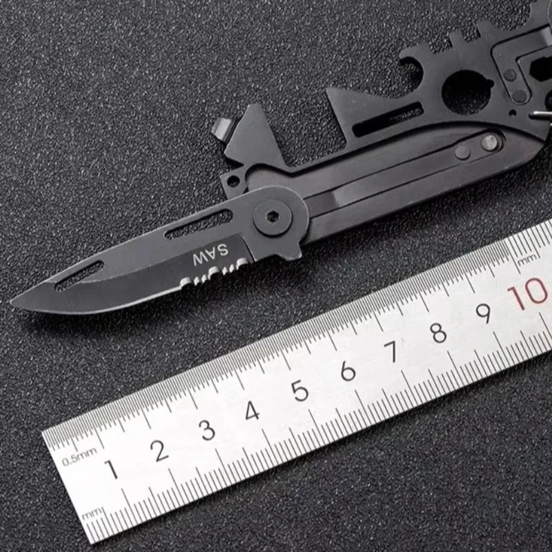 Multifunctional Outdoor Tool Card – Folding Molle Scissors, Mini Army Knife & Bicycle Repair EDC Camping Gear