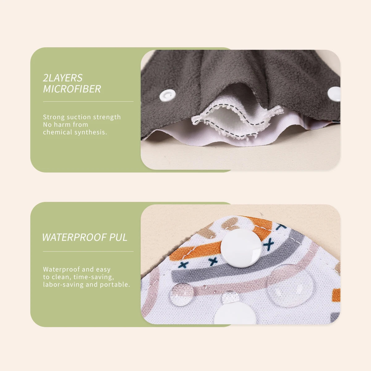 L Size 10pcs/set Bamboo Charcoal Menstrual Pads - Absorbent, Waterproof, Washable, and Reusable Sanitary Pads in Random Colors