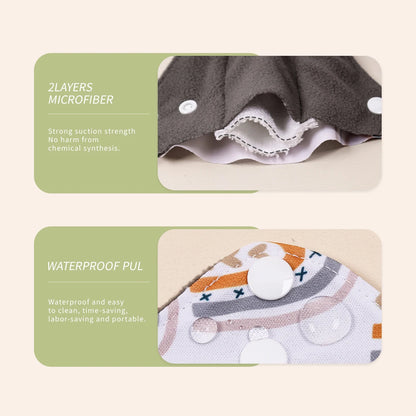 L Size 10pcs/set Bamboo Charcoal Menstrual Pads - Absorbent, Waterproof, Washable, and Reusable Sanitary Pads in Random Colors
