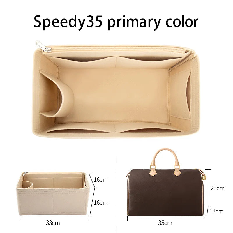 WUTA Felt Insert Bag Organizer — Inner Liner for LV Speedy 20/25/30/35 Handbags, Makeup & Travel Purse Storage