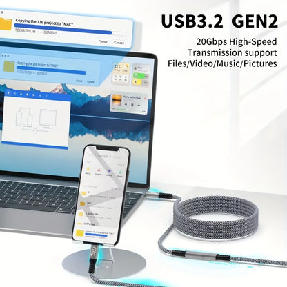 10ft USB-C Extension Cable – 240W Fast Charging, 20Gbps Data Transfer, 4K Video Compatible with USB-C 3.2 Devices