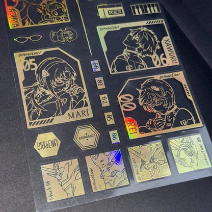 Evangelion Eva Anime Laser Metal Sticker – Cartoon Waterproof Decorative Sticker for Notebook, Headset, Phone & Tablet Gift