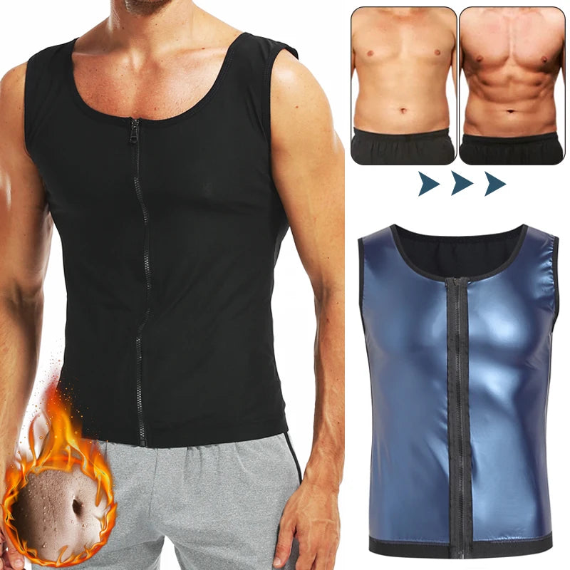 Men’s Abdomen Reducer Body Shaper Vest – Sweat Sauna Waist Trainer for Belly Slimming & Fat Burning Fitness