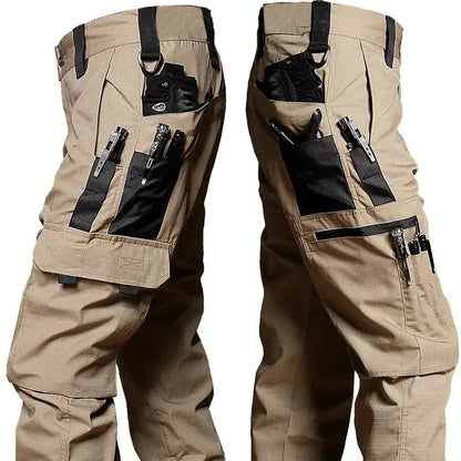Men’s Tactical Work Cargo Pants – Waterproof Multi-Pocket Outdoor Hiking & Workwear Trousers for Autumn & Spring