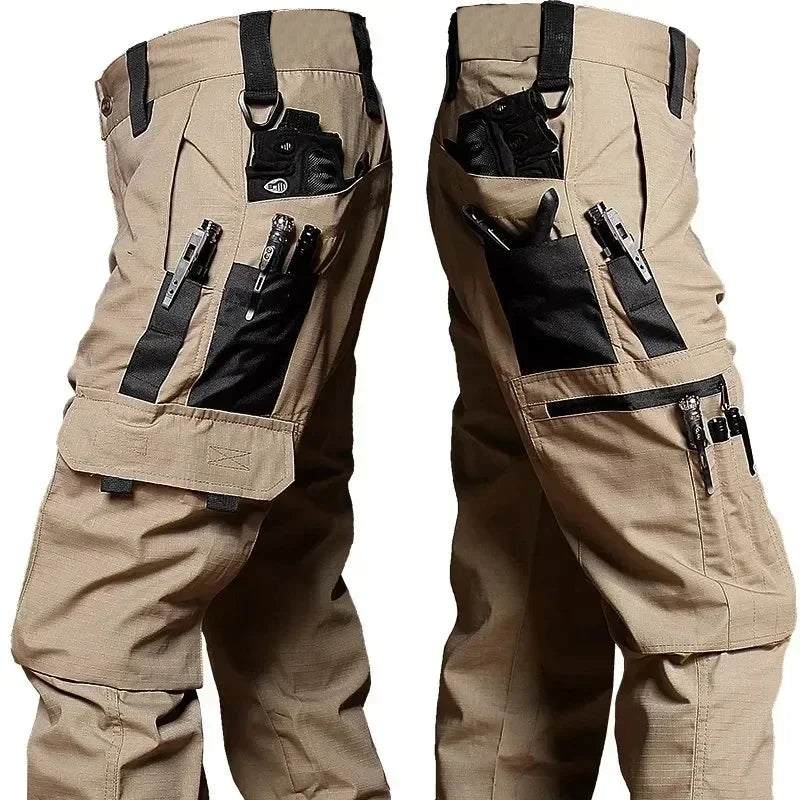 Men's Tactical Cargo Work Pants - Waterproof Multi-Pocket Outdoor Hiking Trousers for Spring & Autumn