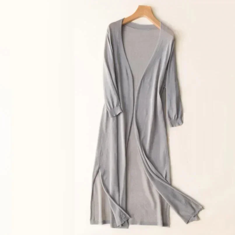 New Spring/Summer Sun Protection Clothing – Women's Long Knitted Cardigan, Sweater Coat, Jacket, and Ladies Shawl Outerwear